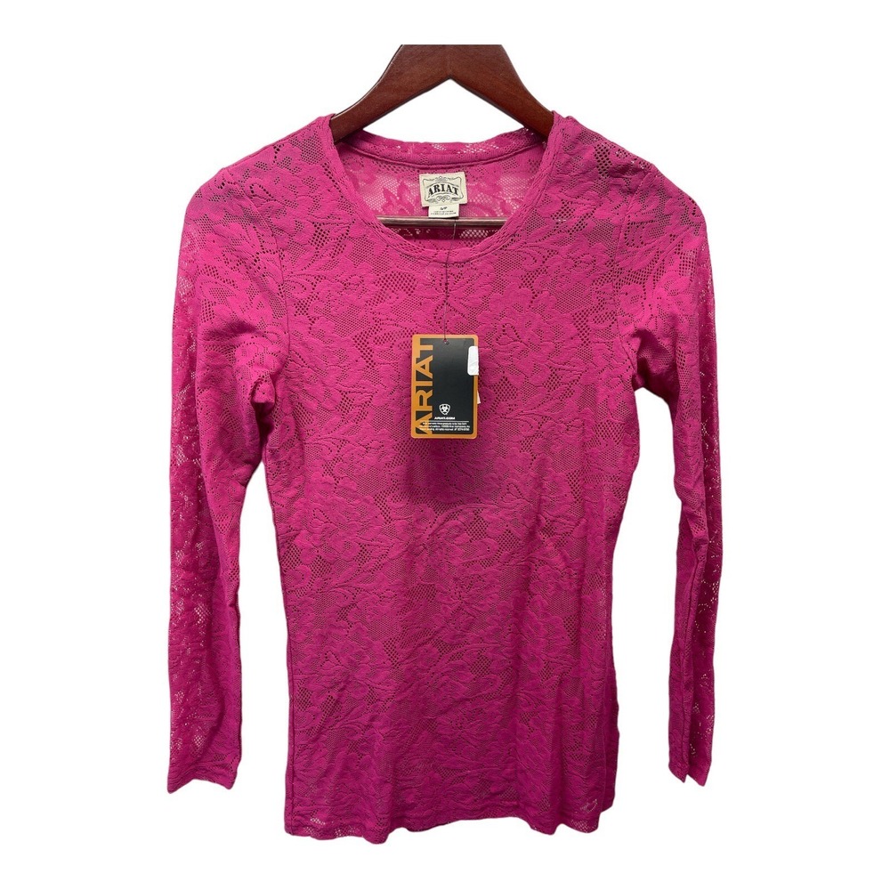 Ariat Women's S/P Pink Floral Pattern See Through Under‎ Shirt